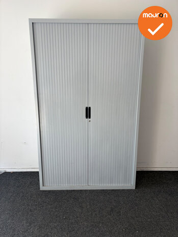 Basic - Roldeurkast - 198x120x45 cm - Zilvergrijs- B-keuze - met metalen deuren