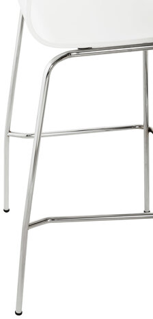 Barkruk "Tim" chrome frame met witte zitting en rug