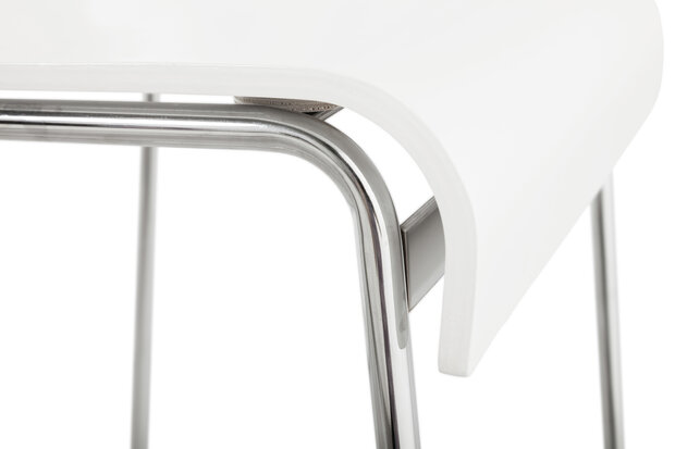 Barkruk "Tim" chrome frame met witte zitting en rug