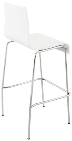 Barkruk "Tim" chrome frame met witte zitting en rug