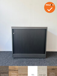 Roldeurkast - Ahrend - 74x80x45cm - antracietgrijs met zwarte roldeuren - Topblad naar keuze