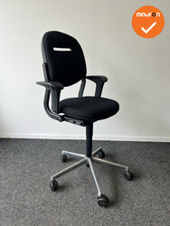Ahrend 220 - 2D - bestaande zwarte stoffering - zilvergrijs voetkruis - verhoogde gasveer