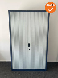 Roldeurkast - Basic - 195x120x45cm - Blauw met grijze kunststof roldeuren