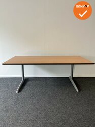 Ahrend 500 handmatig verstelbaar bureau - Beuken Trespa Volkern - 160x80 - zilvergrijs onderstel
