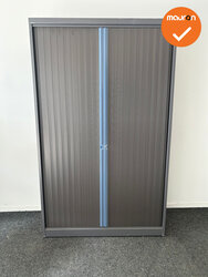 Mewaf roldeurkast - 198x120x48cm - Bruin met blauwe strip - 3 legborden