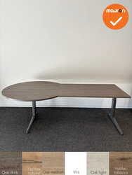 Ahrend Essa handmatig verstelbaar bureau met vergaderstuk - nieuw blad naar keuze - 240x80cm - ⌀120cm - Antraciet onderstel