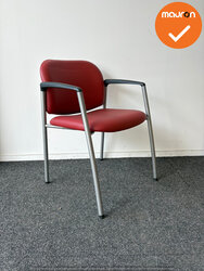 Vergaderstoel - Ahrend 320 - nieuw rood kunstleer - zilvergrijs frame