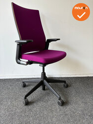 Ahrend 2020 - refurbished - hoge rug - Paarse stoffering - zwart voetkruis - zonder lendesteun