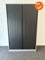Roldeurkast - Ahrend - B Keuze - 195x120x45cm - Zilvergrijs met zwarte kunststof roldeuren