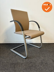 Vergaderstoel - Ahrend - A350 - nieuwe taupe stoffering - Zilvergrijs frame