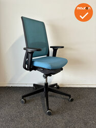 Gispen Zinn - 4D Armleggers - Blauw gestoffeerde zitting met lichtblauw netweave - zwart voetkruis