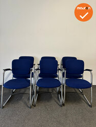 Set van 6 - Ahrend 4230 / 262 - Blauwe stoffering - Chroom frame