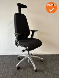 RH Logic 400 - Nieuwe zwarte stoffering  - Met hoofdsteun met zilvergrijze beugels - Inclusief lendepomp - Zilvergrijs voetkruis