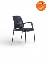 Vergaderstoel Friso - stapelbare vierpootstoel -  met armleuningen