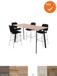 Hoge kantinetafel MAYA - 180x80 cm - Zwart onderstel - bladkleur naar keuze