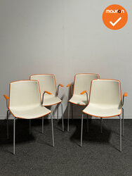 Kantinestoel Pedrali tweet - Wit met oranje- Set van 4