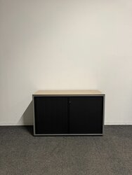 Roldeurkast - Ahrend - 74x120x45cm - Antraciet met zwarte roldeuren - Topblad naar keuze