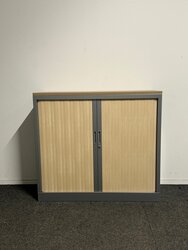 Robberechts roldeurkast - 105x120x43 - Zilvergrijs - Licht Beuken deuren - inclusief 2 sleutels
