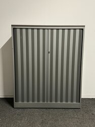 Roldeurkast - Ahrend - 144x120x45cm - Zilvergrijs met zilvergrijs/antraciete roldeuren - Topblad naar keuze