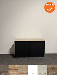 Roldeurkast - Ahrend - 74x120x45cm - Antraciet met zwarte roldeuren - Topblad naar keuze