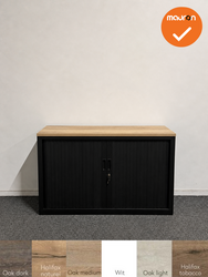 Mauforce - V-Serie - Roldeurkast - NIEUW - 72,5x120x43 - Zwart met zwarte roldeuren - topblad naar keuze - Inclusief 2 sleutel