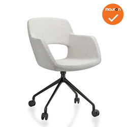 Bouclé - Vergaderstoel - Onderstel met wielen - Wit