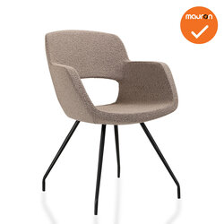 Bouclé - Vergaderstoel - 4-poots onderstel - Beige