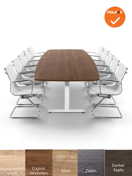 Tube - Vergadertafel - 320x120 - Bootvormig - Wit - Nieuw