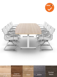 Tube - Vergadertafel - 260x120 - Bootvormig - Wit - Nieuw