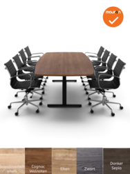 Tube - Vergadertafel - 220x110 - Bootvormig - Zwart - Nieuw