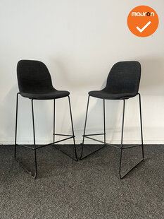 Universele Barkruk - Set van 2 - antracietgrijze stoffering - zithoogte 79cm