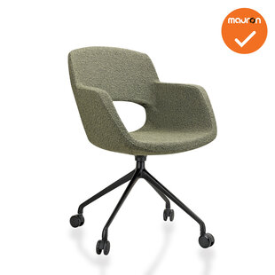 Bouclé - Vergaderstoel - Onderstel met wielen - Groen
