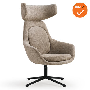 Luxe ster-poots Fauteuil - Met hoofdsteun - Beige stoffering