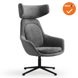 Luxe ster-poots Fauteuil - Met hoofdsteun - Grijze stoffering