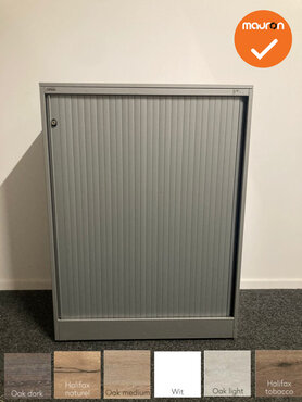 Roldeurkast - Ahrend - 110x80x45cm - Zilvergrijs met zilvergrijze roldeuren - Topblad naar keuze