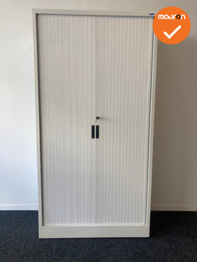 Roldeurkast - Voortman - 195x100x45cm - Wit met metalen deuren