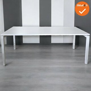 Vergadertafel Basic - 4-poots - 200x100cm - met wit onderstel - inclusief wit melamine blad