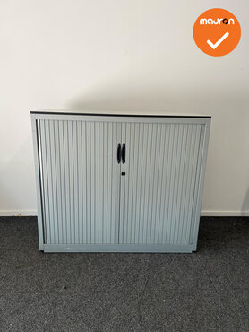 Roldeurkast - Aspa -105x120x47cm - Zilvergrijs met zilvergrijze deuren - Inclusief topblad