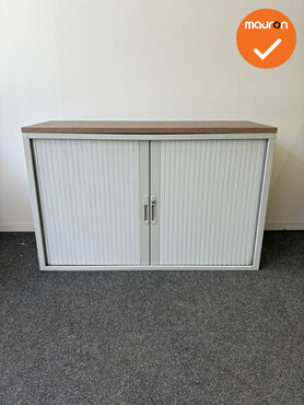 Roldeurkast - Basic - 74x120x45cm - witgrijs - topblad naar keuze