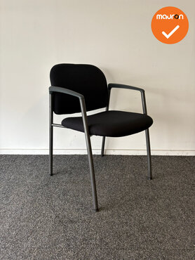 vergaderstoel - Ahrend 320 - Nieuwe zwarte stoffering - Antraciet frame