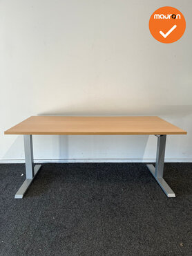 Actiforce - zit-sta bureau - zilvergrijs onderstel - 160x80 - Beuken blad