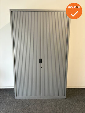 Roldeurkast Aspa  - Zilvergrijs - 195x120x47cm - Zilvergrijs met grijze metalen deuren