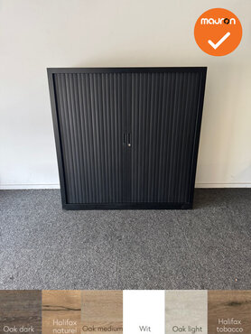 Roldeurkast - BASIC - 122x120x45cm - Zwart met zwarte kunststof deuren  - zonder sleutel