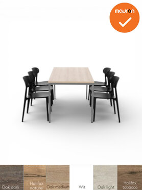 PRIME - Kantinetafel - 4 poots - 160x80 cm - kleur blad en onderstel naar keuze