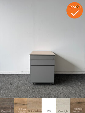 Ahrend Ladeblok - 57x42x56cm - Zilvergrijs - 3 lades - Grijs eiken topblad