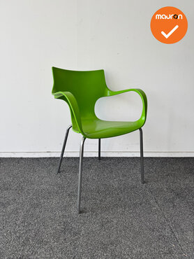 Design Vergaderstoel ACTA - Groen kunststof - Zilvergrijs onderstel 