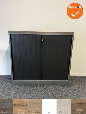 Roldeurkast - Ahrend - 120x120x45cm - Antracietgrijs met zwarte deuren - topblad naar keuze