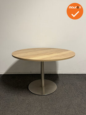 Ronde tafel - 120 cm - Trompetvoet in chroom - bladkleur naar keuze