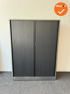 Roldeurkast - B-keuze - Ahrend - 160x120x45 - Antraciet met zwarte deuren