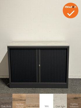 Roldeurkast - Basic - 75x100x45 - Refurbished - Antraciet met zwarte deuren - Topblad keuze